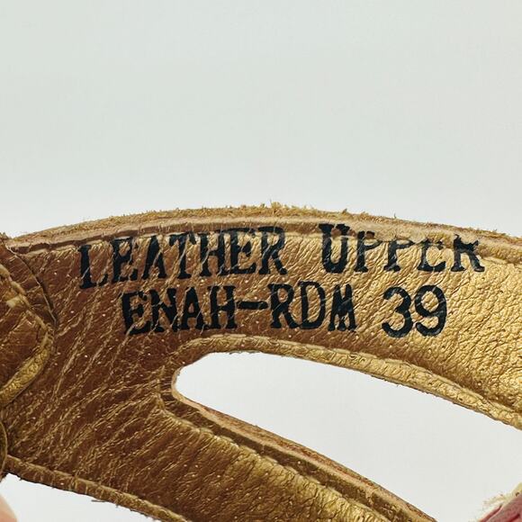 L'Artiste Spring Step Women's Enah Red Leather Floral Sandals Size 39 EU/ 8.5 US - Picture 11 of 13